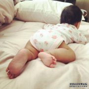 在他的女儿陈的背后，他的脚有点胖，像兔子一
